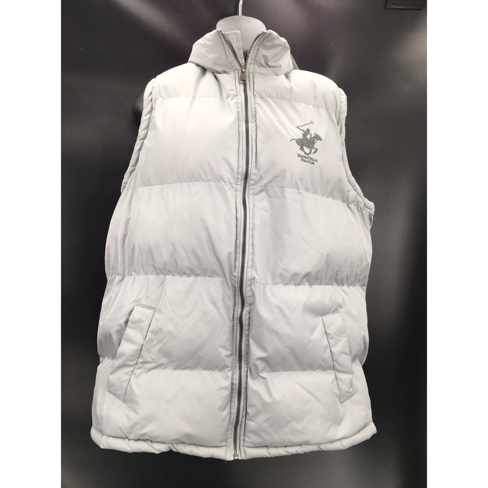 Y2K Beverly Hills Polo Club Puffer Vest Gray‎ Hoodie Men's Size Medium